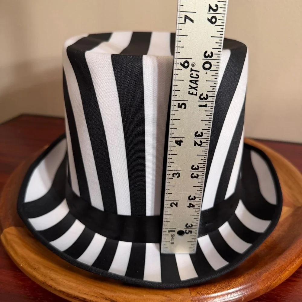 Spirit Halloween Striped Top Hat Black White Circus Magician Costume Accessory